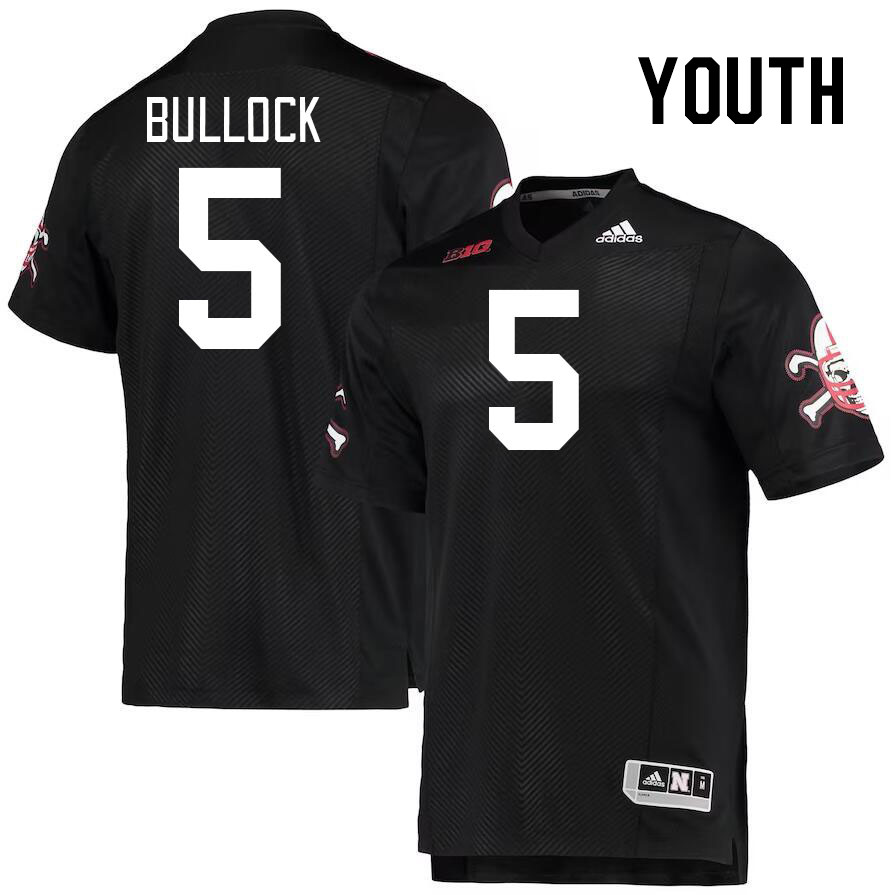 Youth #5 John Bullock Nebraska Cornhuskers College Football Jerseys Stitched Sale-Black